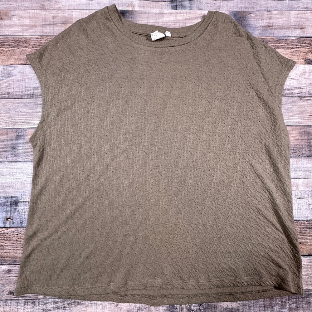 White Crow Womens‎ Olive Brown Textured Knit Sleeveless Top Large